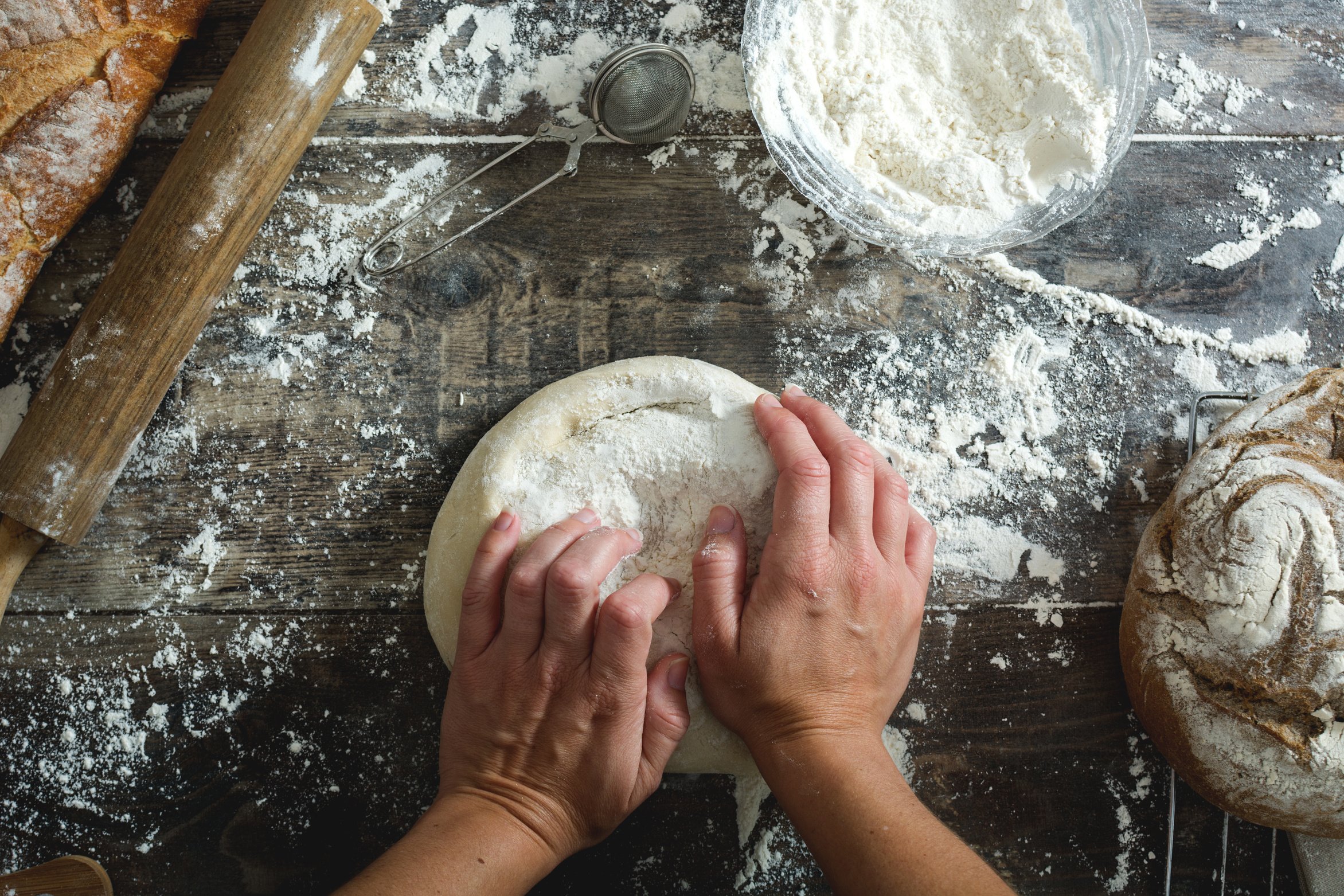 Woman making bread